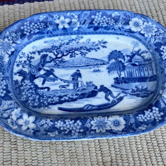 A Antique Pearlware Blue Transfer Decorated Sauce Tureen W/Lid and Tray. Circa 1820's For Sale - Image 11 of 12