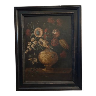 Antiques Still Life Painting With Flowers For Sale