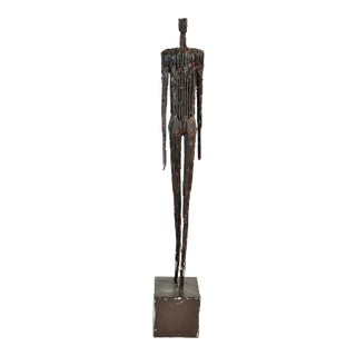 Mid 20th Century Brutalist Figurative Walking Man Sculpture For Sale