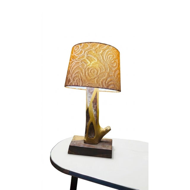 Farmhouse 1990s Rustic Wood Table Lamp, Natural Patina, Farmhouse Decor For Sale - Image 3 of 5