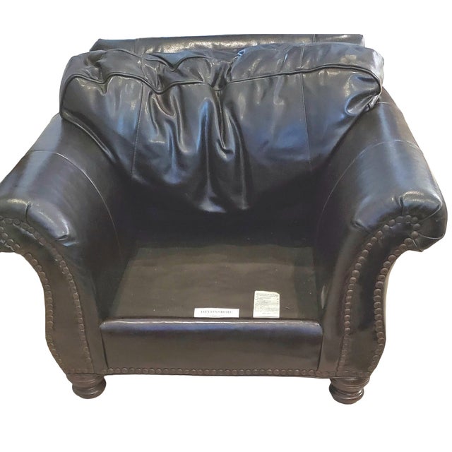 Oversized Club Furniture "Devonshire" Low-Profile Chocolate Leather Lounge Chair For Sale - Image 9 of 9