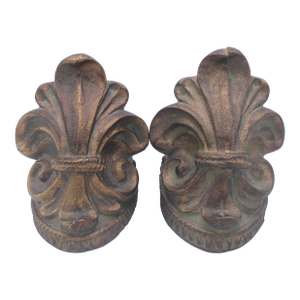Antique French Cast Iron Fleur De Lis Bookends