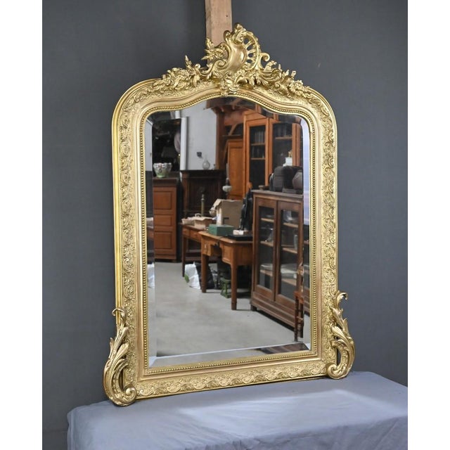 Beveled Mirror with Pediment, Louis Xv Style Second Half of the 19th Century For Sale - Image 4 of 12
