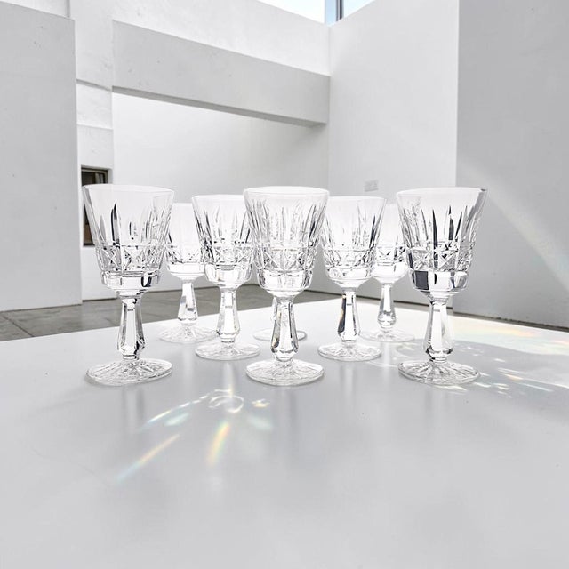 A matched set of six Waterford Crystal claret wine glasses in the discontinued Kylemore pattern, handcrafted in Ireland...