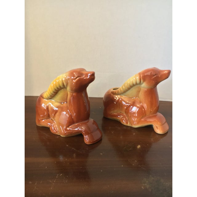 Pristine Pair of Vintage Mid Century USA Pottery Gazelle Planter Vases. A Rare find...TWO of these Vintage beauties....
