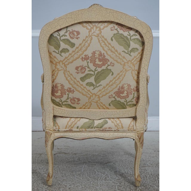 Pair of Crackle Paint Louis XV Fauteuils Armchairs For Sale - Image 4 of 18