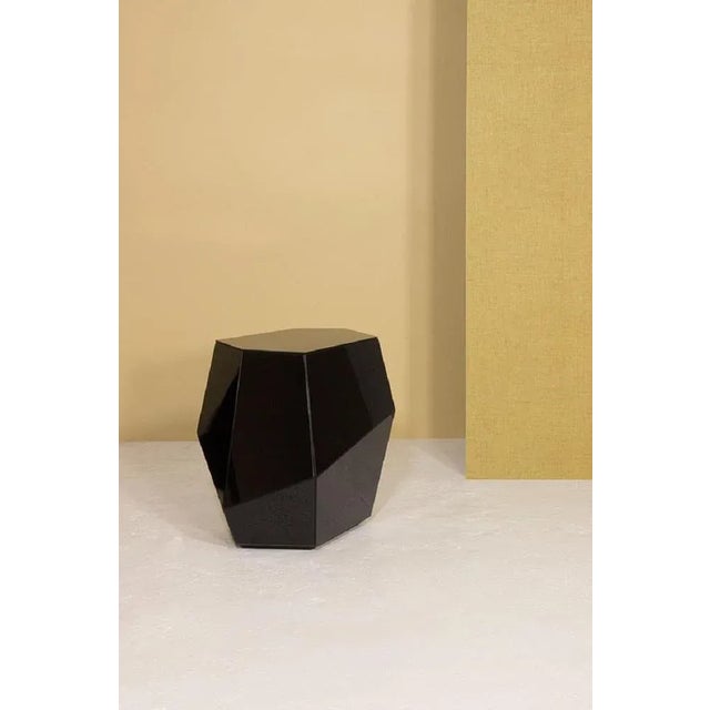 Metal High Three Rocks Black and Brass Side Table by Insidherland For Sale - Image 7 of 9
