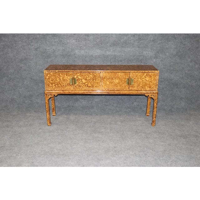 Late 20th Century Faux Tortoise Shell Painted Sofa Console Table Manner of Maison Jansen For Sale In Philadelphia - Image 6 of 14