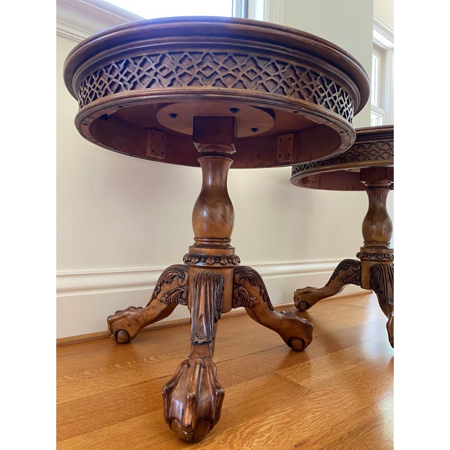 Wood Two Traditional Round Tables For Sale - Image 7 of 12