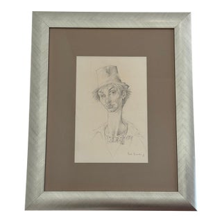 Carlo Canevari Signed Original "Sad Clown" Graphite Drawing With Rose Mark For Sale