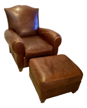 Mitchell Gold Leather Club Chair and Ottoman