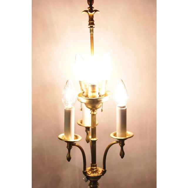 Antique Art Deco Brass & Green Onyx Paw Foot Victorian Pole Floor Lamp For Sale - Image 14 of 15