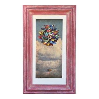2016 Jennifer Ivory 'Air Papillion' Print With Butterfiles & Hurcules Beetle Motif - Framed For Sale