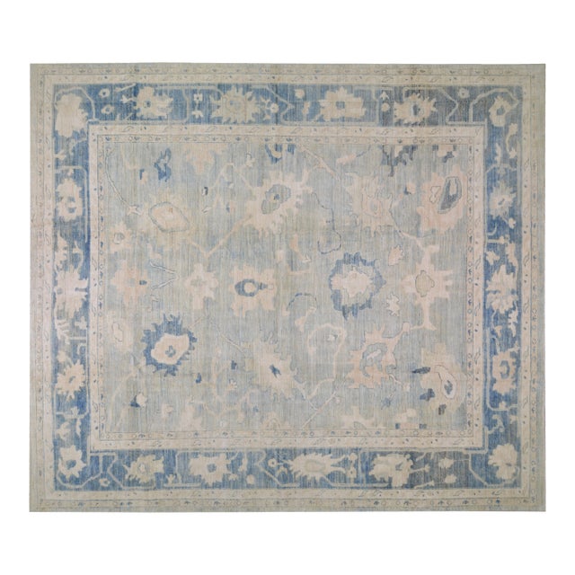 Oushak Hand Knotted Wool Rug, 12'x13'9" For Sale