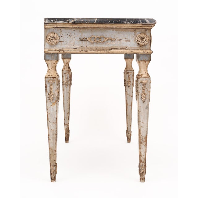 Gray Antique Italian Painted Consoles, Faux Marble, Hand-Painted For Sale - Image 8 of 9