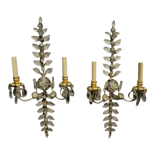 Bagues Style Crystal Sconces - Pair For Sale