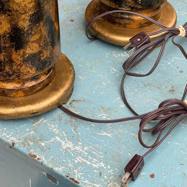 Mid-Century Modern Cylindrical Patinated Bronze Table Lamps - a Pair For Sale - Image 10 of 13