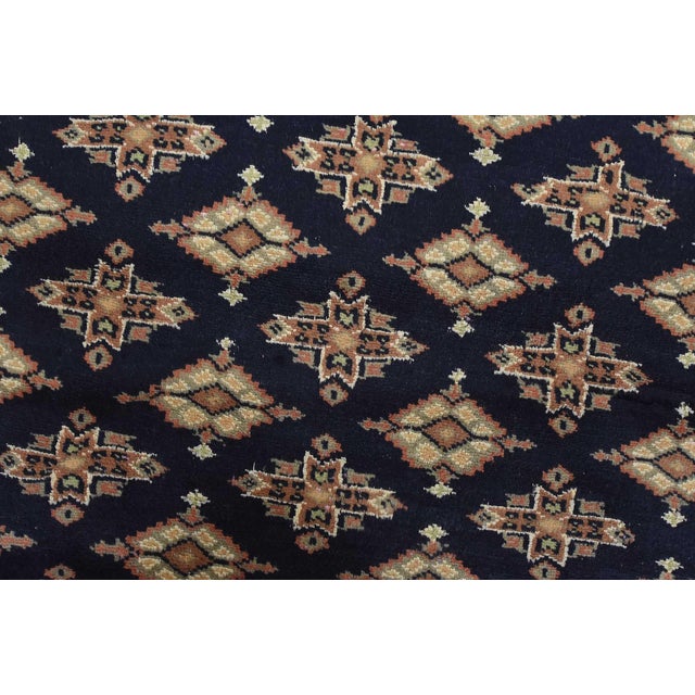 Textile Bokhara Jaldar Rug 4’2” X 6’2” Blue Wool Tribal Hand-Knotted Oriental Carpet For Sale - Image 7 of 12