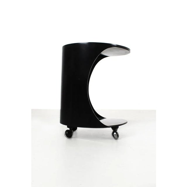 Black Side Table on Wheels For Sale - Image 4 of 9