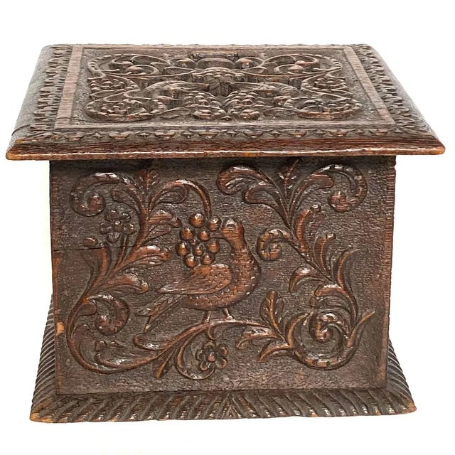 Dutch Carved Oak Foot Warmer Box For Sale - Image 4 of 8