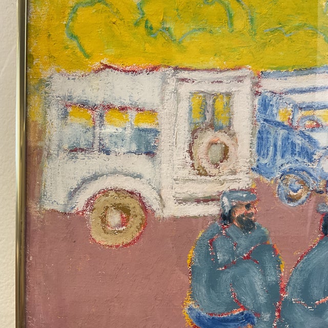 1970s Landscape Painting Pastels Colors Wax Pastel on Paper For Sale - Image 4 of 8