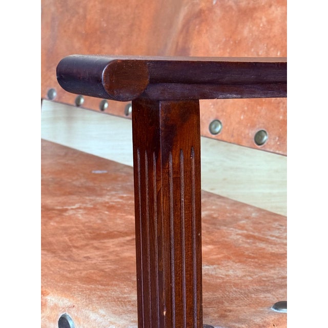 Walnut Leather Brown Spanish Sofa, Bench 18th Century Baroque Cordoba Ironwork For Sale - Image 14 of 18