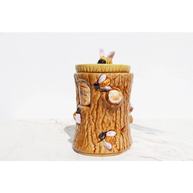 Rustic European 1950s Portuguese Palissy Ware Faux Bois Honey Pot For Sale - Image 3 of 13