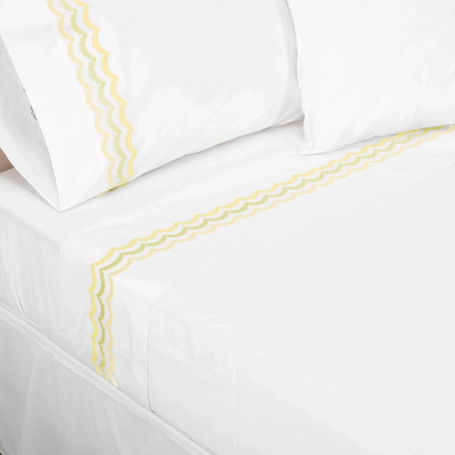 Contemporary Celerie Kemble + Hamburg House Whimsical Lemon Scallop Standard Pillow Cases - Set of 2 For Sale - Image 3 of 4