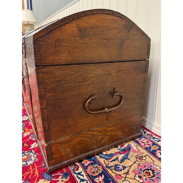 Antique Danish Dome Top Trunk Chest Blanket Box Storage Coffer Oak Mid 19th C For Sale - Image 12 of 18