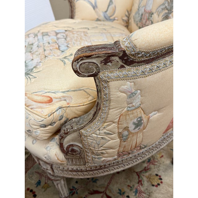 Wood 19th Century Delmar Chinoiserie Printed Bergere Chairs, Pair For Sale - Image 7 of 12
