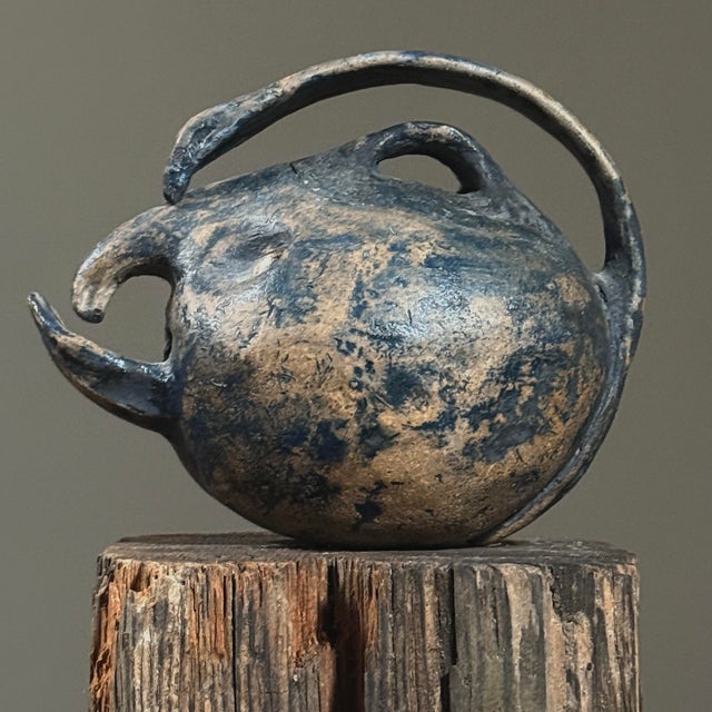 Vintage Wood Fired Surrealist Anthropomorphic Ceramic Teapot For Sale - Image 4 of 7