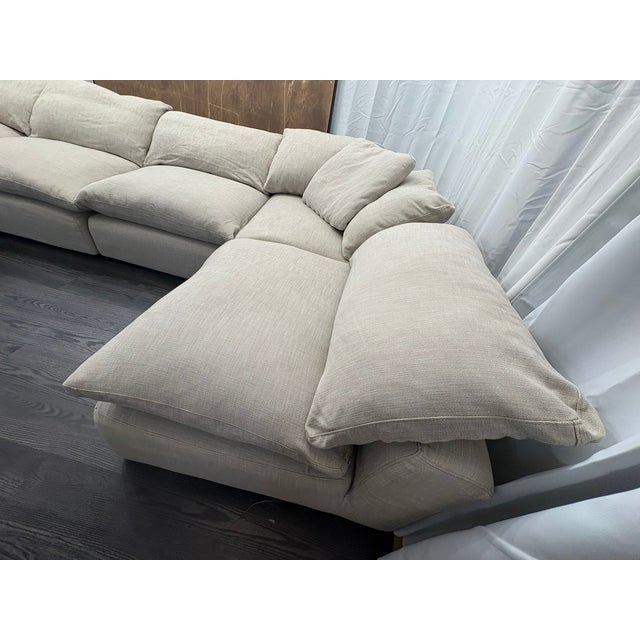 Restoration Hardware Rh Cloud Modular Sectional 6-Piece Configuration | Perennials® Performance Textured Linen Weave | Warm Neutral For Sale - Image 4 of 18