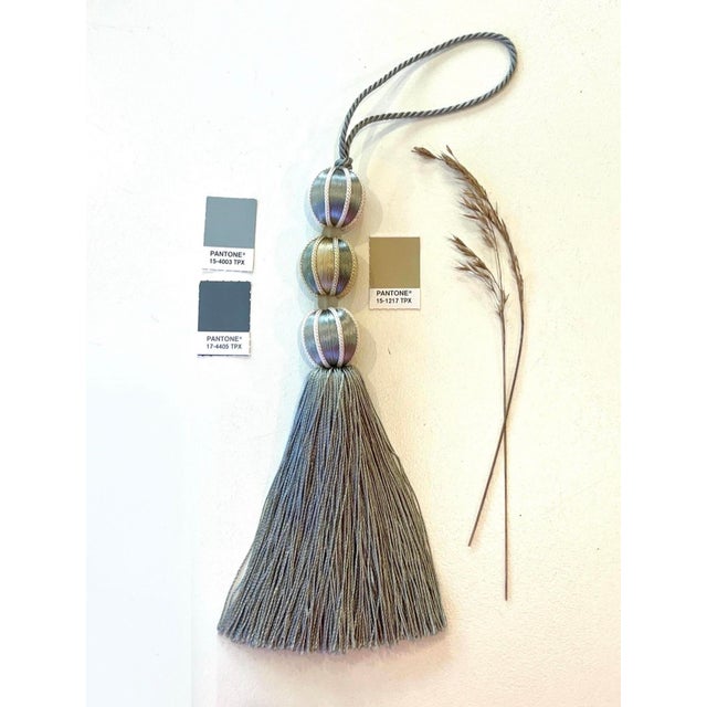 Art Deco Beaded Satin Key Tassel in Color- Bluestone For Sale - Image 3 of 12