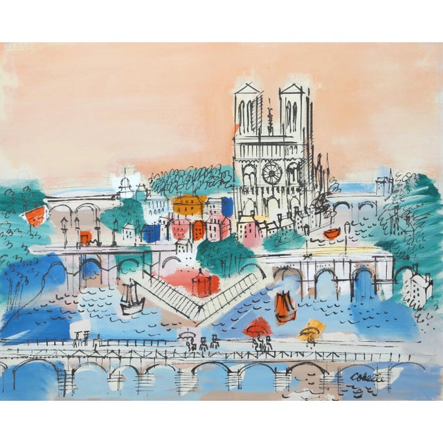 Raining Paris, Charles Cobelle Acrylic on Canvas Painting For Sale