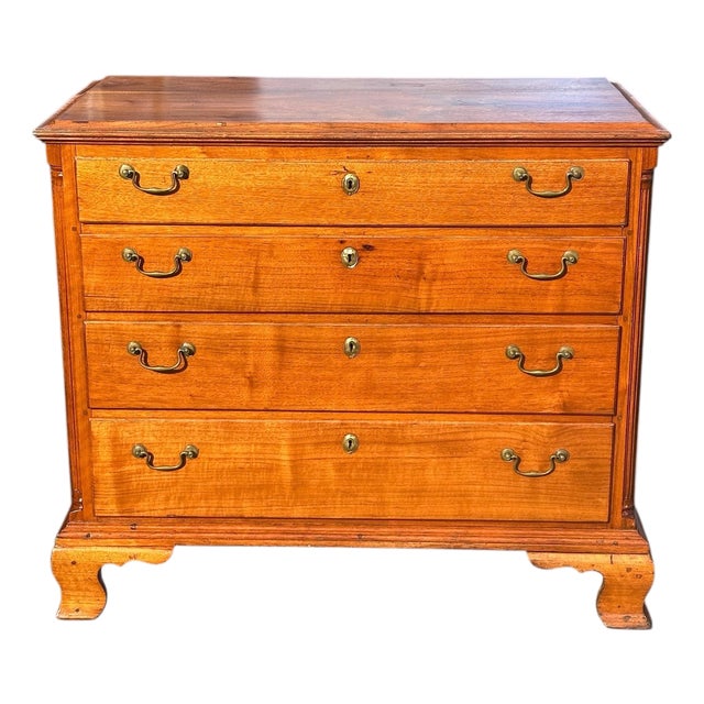 Antique Chippendale Delaware Valley Figured Walnut Gentlemen's Chest of Drawers For Sale