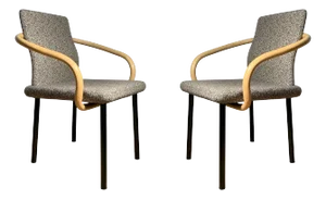 Ettore Sottsass Memphis Mandarin Chairs for Knoll w/ Bamboo Arms - A Pair