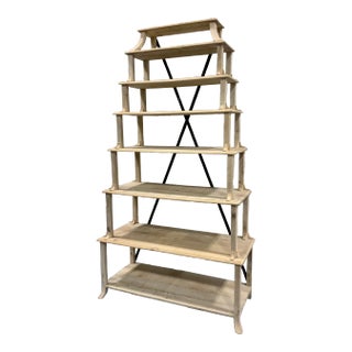 Organic Modern Reclaimed Washed Oak Bookcase For Sale