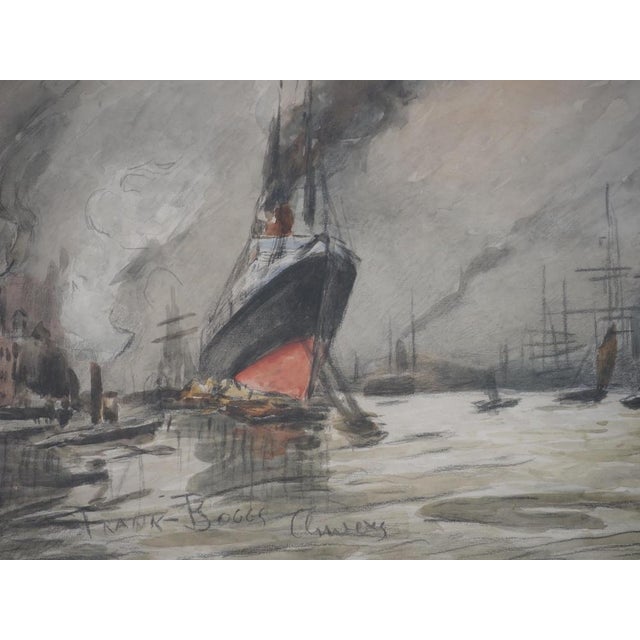 Frank Boggs, Antwerp: Liner and Sailing Ships, Original Watercolor For Sale - Image 6 of 7