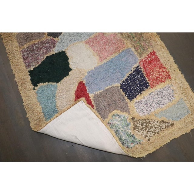 Mid Century Zabihi Collection Abstract American Hooked Runner For Sale - Image 4 of 7