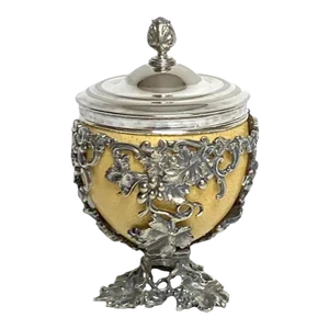 19th Century English Silver Plated Ostrich Egg Box Attributed to Elkington & Co.