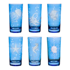 ARTEL Sea Life Highballs, Blue - Set of 6