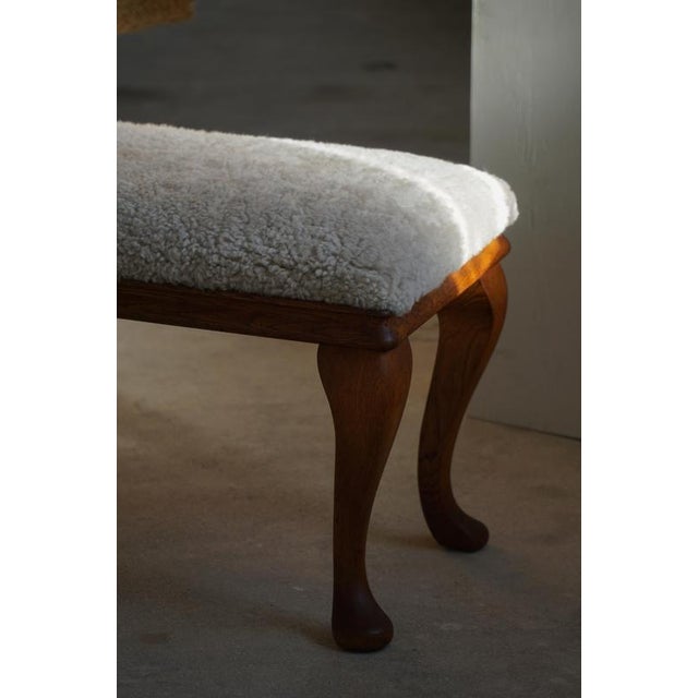 Danish Rococo Style Bench with Cabriole Legs and Lambswool Seat, 1920s For Sale - Image 13 of 18