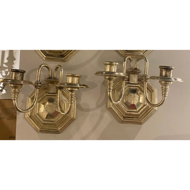 Silver Caldwell Silver Plated Sconces - a Pair For Sale - Image 8 of 8