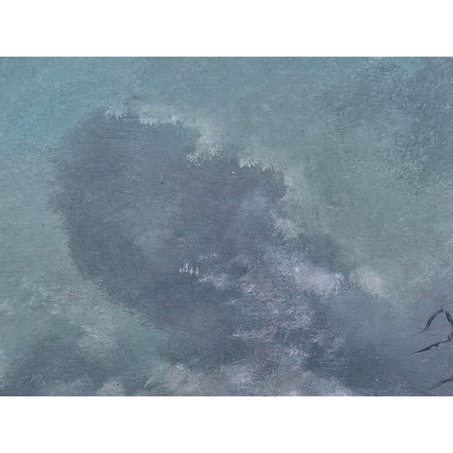 Blue Carl Dahlgren Marine Shipwreck Oil Painting “Stranding on Jutland Coast” 1930s For Sale - Image 8 of 15