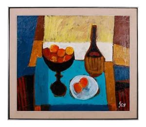 Mid-Century Modernist Still Life Oil Painting by David Fox