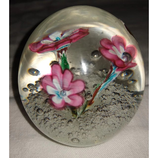 Pink Vintage Pink Daisy Murano Blown Glass Paperweight For Sale - Image 8 of 8