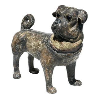 Austrian Standing Pug Dog Composition Lifesize Sculpture For Sale