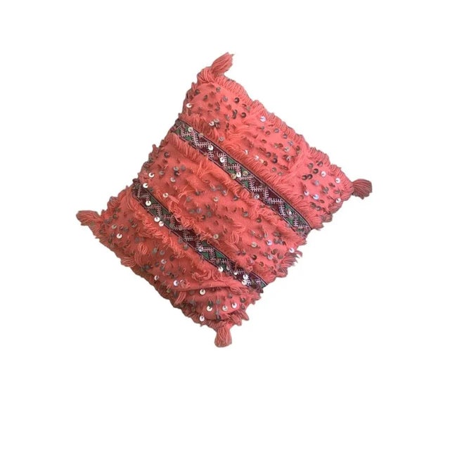 Berber Moroccan Woolen Pillow For Sale - Image 4 of 5