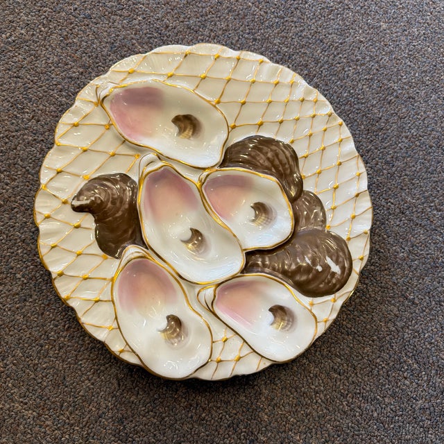 Late 20th Century Gold Net Turkey Oyster Plate For Sale - Image 9 of 12