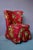 Textile Cocktail Armchair with Red Floral Fabric and Compass Legs For Sale - Image 7 of 14